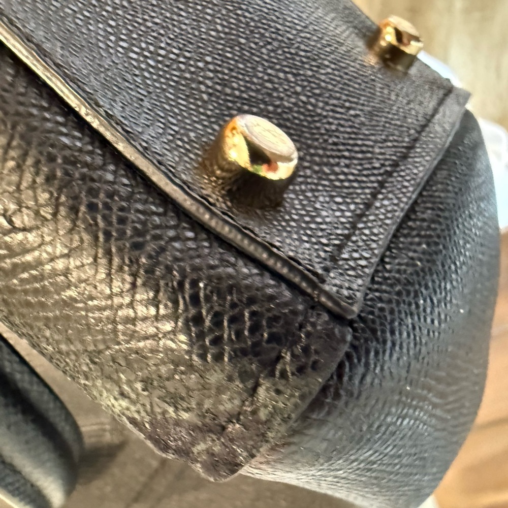Coach Christie Crossgrain Black Leather Shoulder Tote Bag 14 3/4 by 10 in tall - Picture 4 of 4